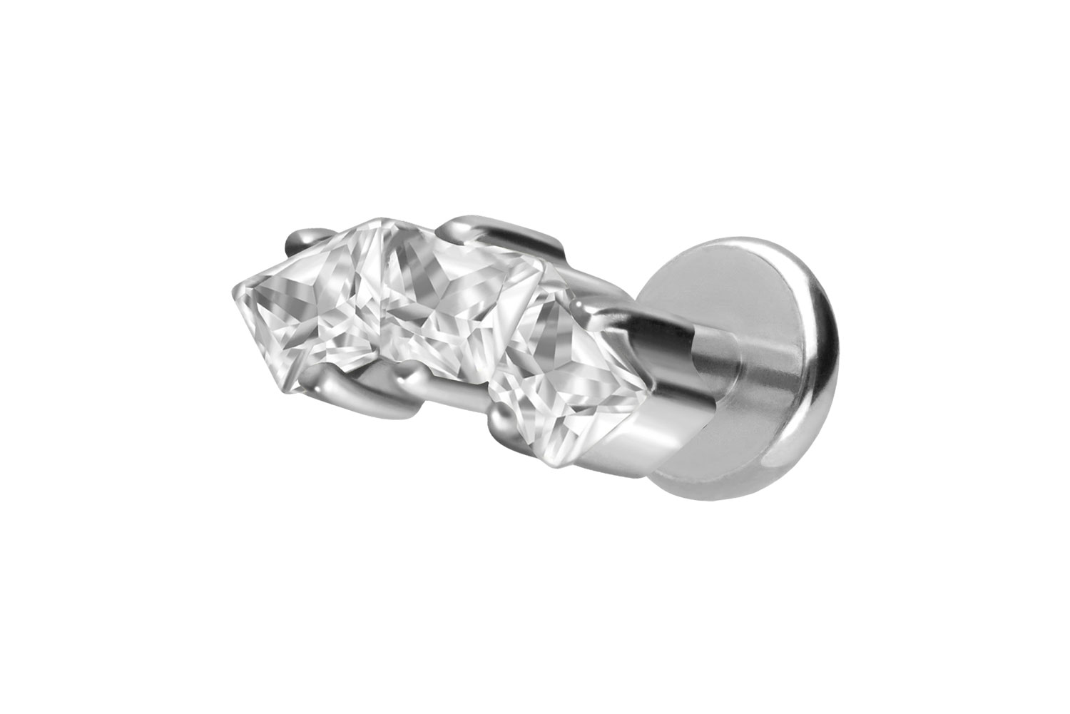 Titan Labret Piercing mit Push Fit EINGEFASSTE KRISTALLTRAPEZE